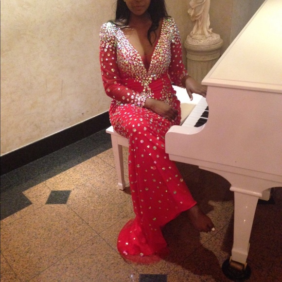 Gem Red Dress Low Back - Picture 2 of 2